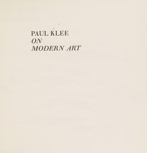 Paul Klee on modern art