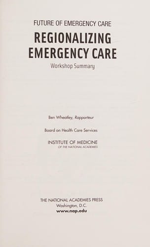 Regionalizing emergency care