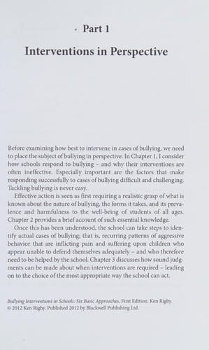 Bullying interventions in schools