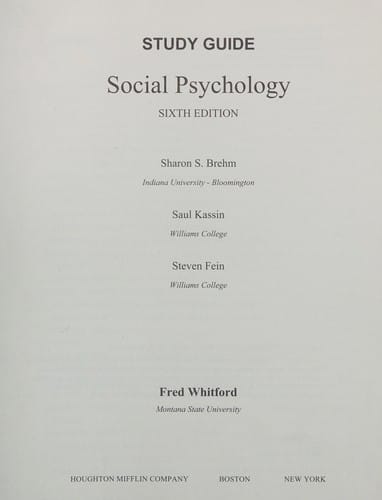 Study Guide for Social Psychology