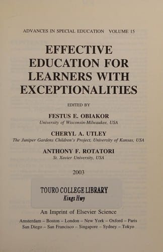 Effective education for learners with exceptionalities