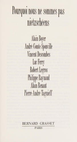 Pourquoi nous ne sommes pas nietzschéens