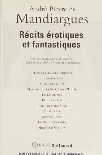 Récits érotiques et fantastiques