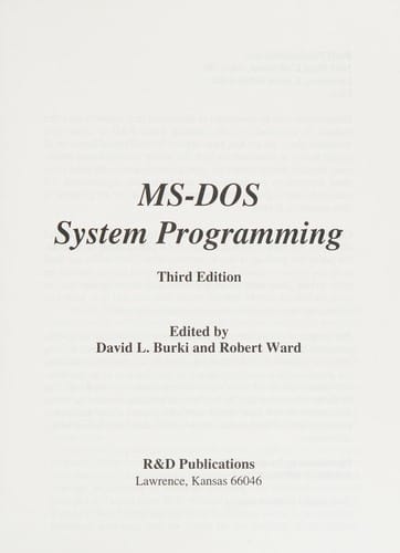MS-DOS system programming