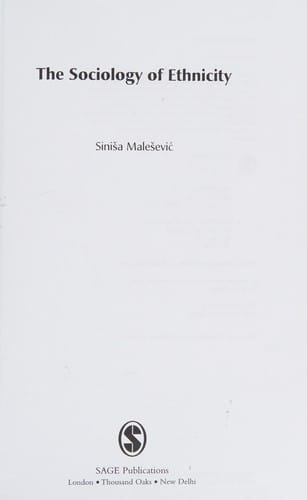 The sociology of ethnicity