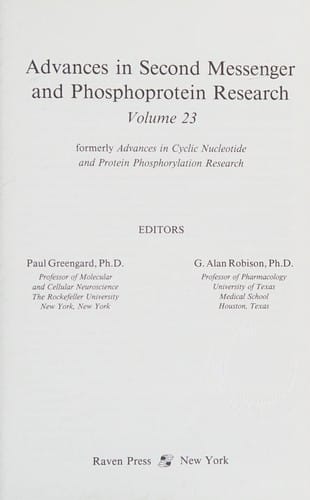 Advances in second messenger and phosphoprotein research