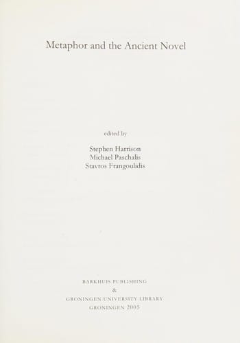 Metaphor and the ancient novel