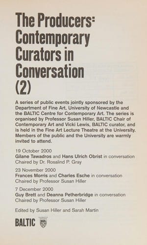 PRODUCERS: CONTEMPORARY CURATORS IN CONVERSATION (2); ED. BY SUSAN HILLER