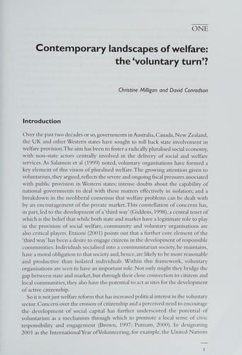 Landscapes of voluntarism