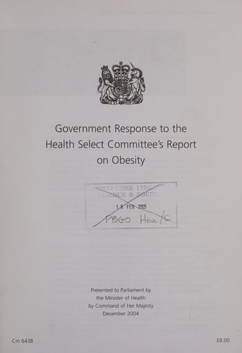 Government response to the Health Select Committee's Report on Obesity