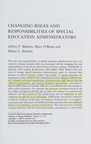 Current perspectives in special education administration