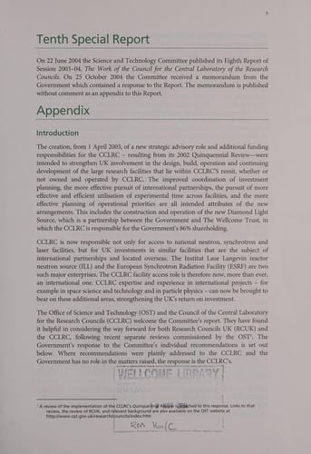 Government response to the Committee's eighth report, session 2003-04