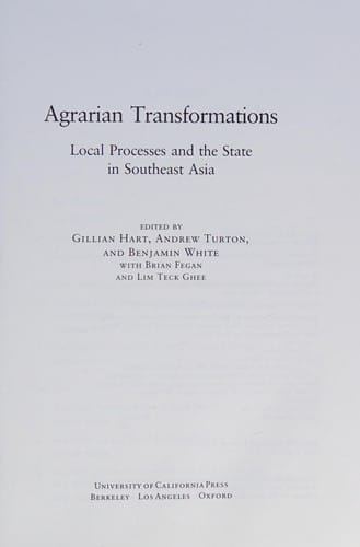 Agrarian transformations