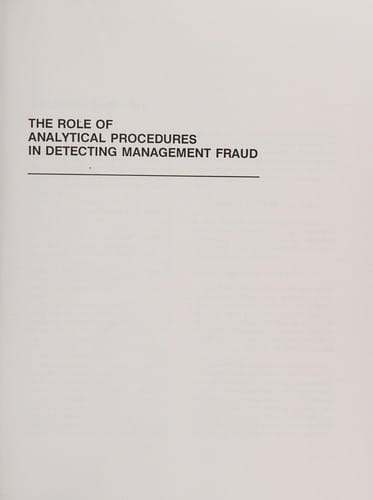 The role of analytical procedures in detecting management fraud