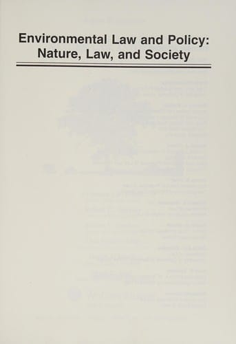 Environmental law and policy