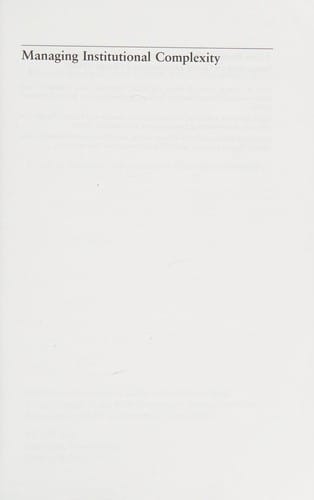 Managing institutional complexity