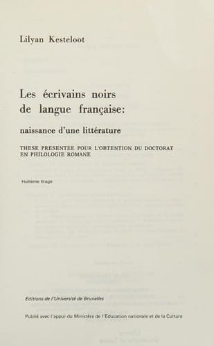 Les écrivains noirs de langue française