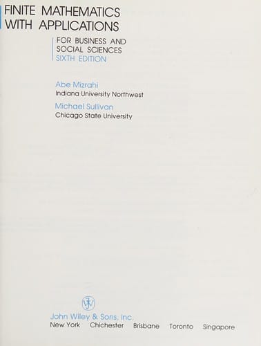 Finite mathematics with applications for business and social sciences