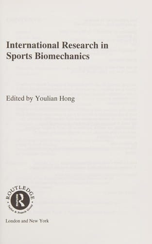 International research in sports biomechanics