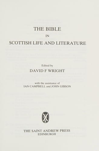 The Bible in Scottish life and literature