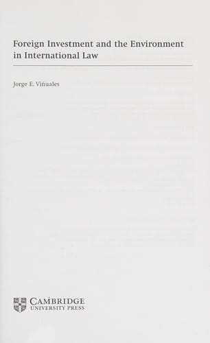 Foreign investment and the environment in international law