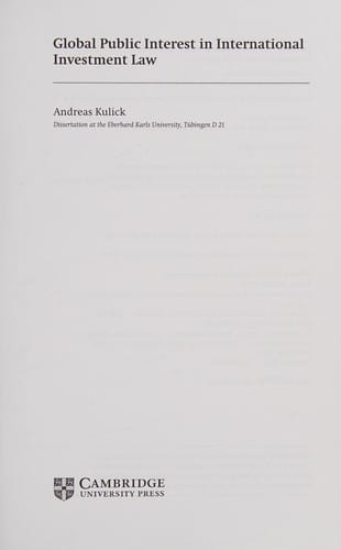 Global public interest in international investment law
