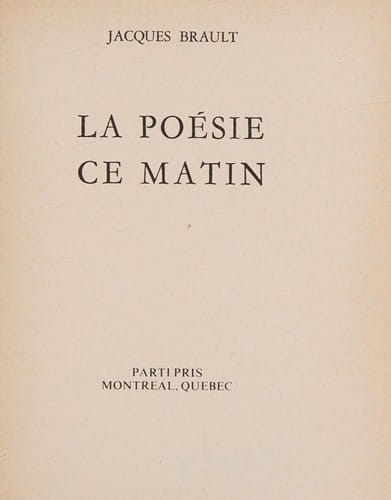 La poésie ce matin