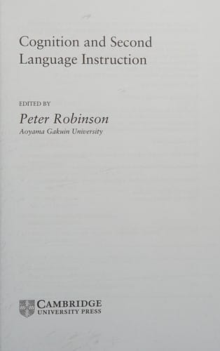 Cognition and second language instruction