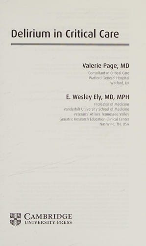 Delirium in critical care