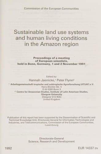 Sustainable Land Use Systems and Human Living Conditions in the Amazon Region