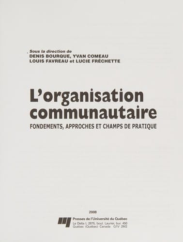 L'organisation communautaire