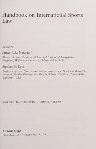 Handbook on international sports law