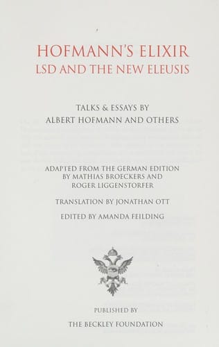 Hofmann's Elixir LSD and the new eleusis