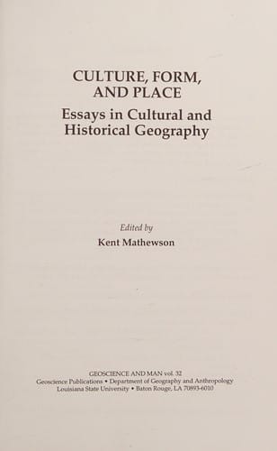 Culture, form, and place