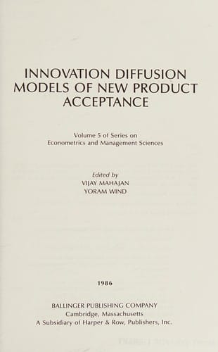 Innovation diffusion models of new product acceptance