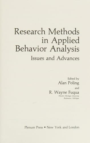 Research methods in applied behavior analysis