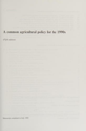 A Common agricultural policy for the 1990s