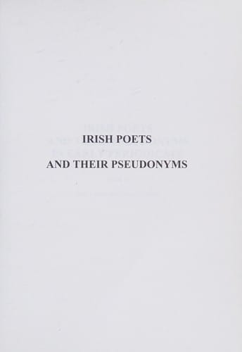Irish poets and their pseudonyms in early periodicals