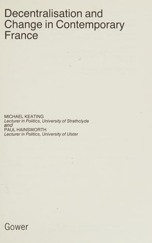 Decentralisation and change in contemporary France