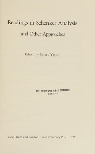 Readings in Schenker analysis and other approaches