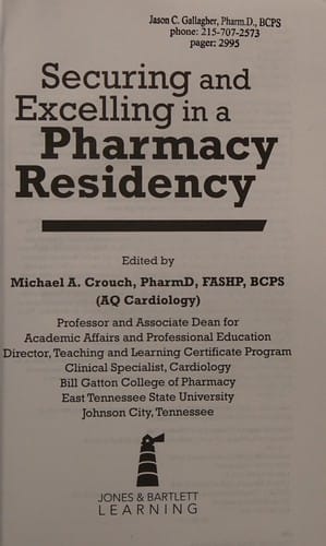 Securing and excelling in a pharmacy residency