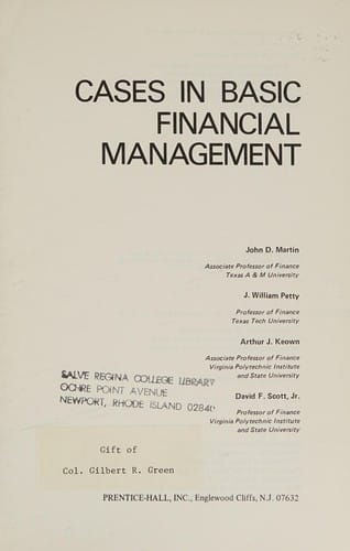 Cases in basic financial management