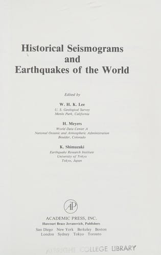 Historical seismograms and earthquakes of the world