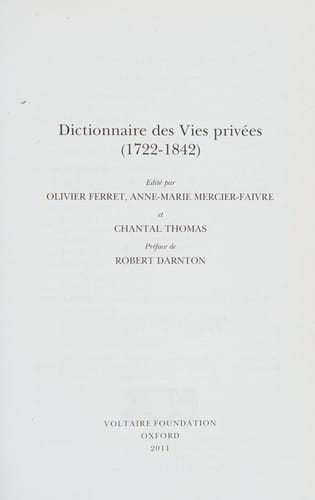 Dictionnaire des vies privées (1722-1842)