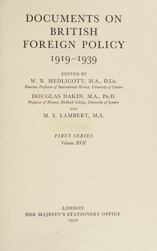 Documents on British foreign policy, 1919-1939. First series