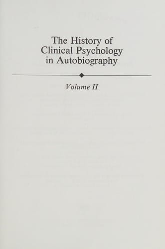 The History of clinical psychology in autobiography