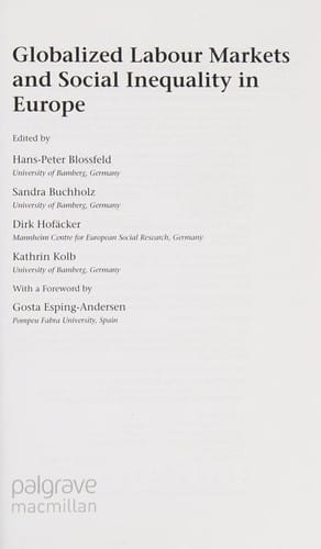 Globalized labour markets and social inequality in Europe