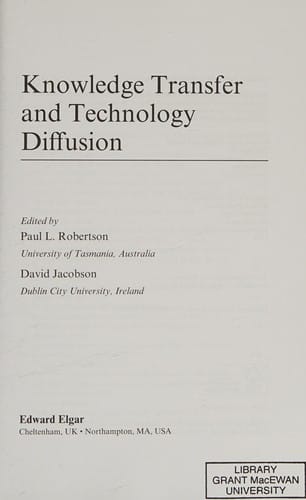Knowledge transfer and technology diffusion