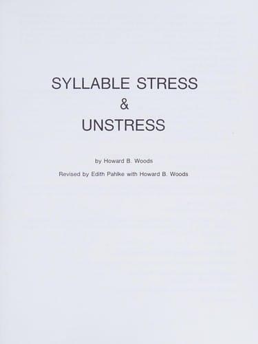 Syllable stress & unstress