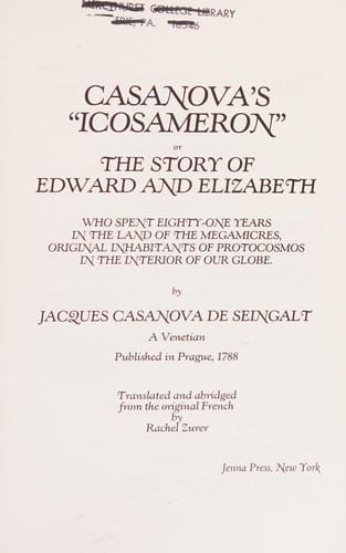 Casanova's "Icosameron", or, The story of Edward and Elizabeth